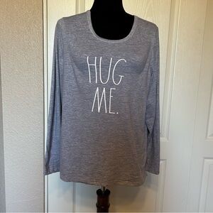 Rae Dunn Gray Hug Me Graphic Long Sleeve‎ Shirt Size Medium